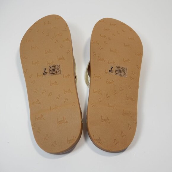 Beek Seabird Thong Flip Flop Slide SANDALS Size 7 Platinum Honey Leather NEW - Picture 14 of 14